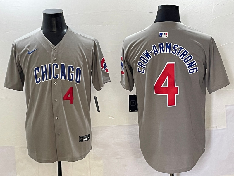 Men 2025 Chicago Cubs #4 Crow Armstrong greu Nike MLB Jersey style 9->los angeles dodgers->MLB Jersey
